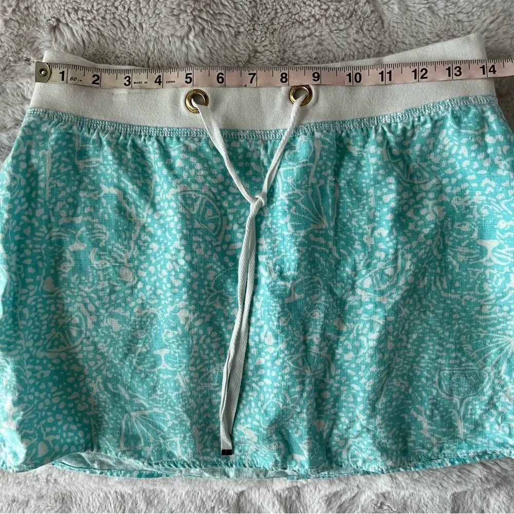 Lilly Pulitzer 100% Linen Hayden Pull-on Skirt Shorely Blue - Picture 7 of 9